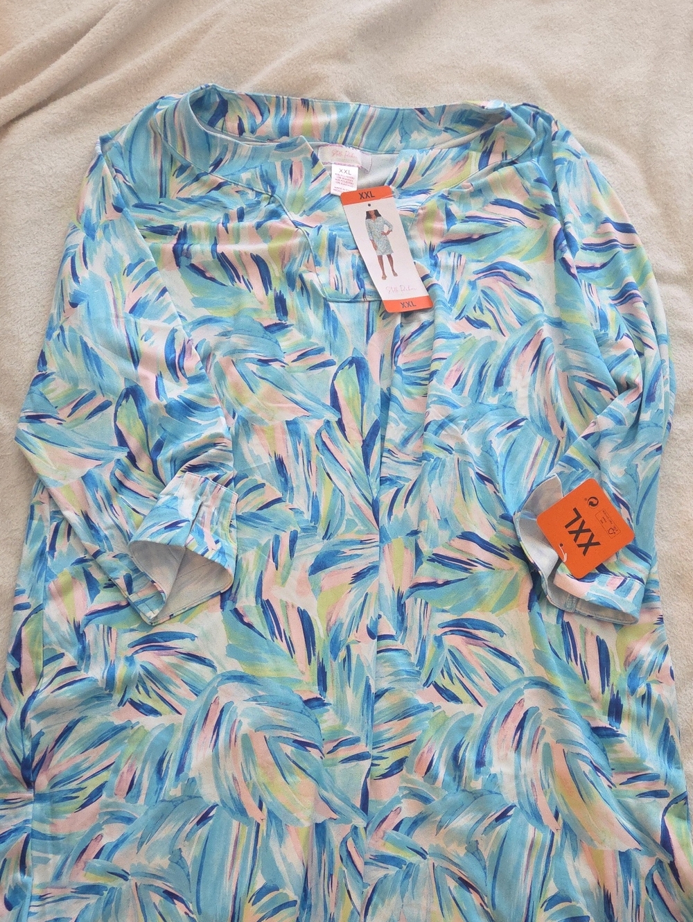 Pastel Brushstroke Tunic Top - Blue, Pink & Mint